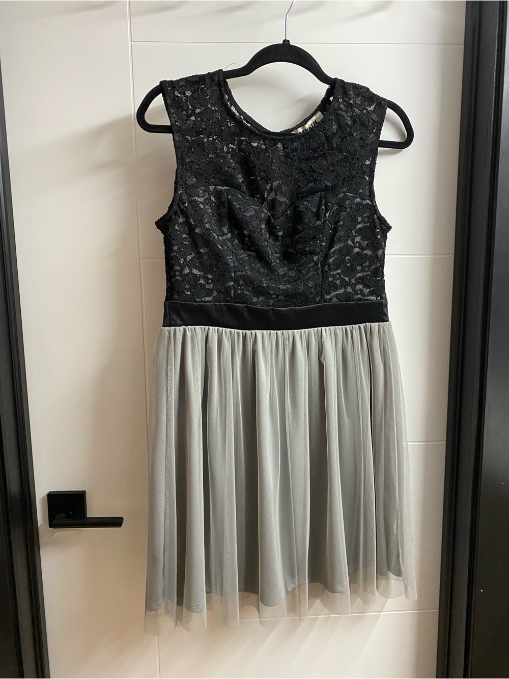 Black Lace & Silver Tulle Party Dress